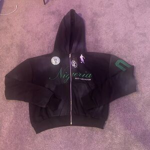 Black and Green Nigeria Zip-Up Hoodie